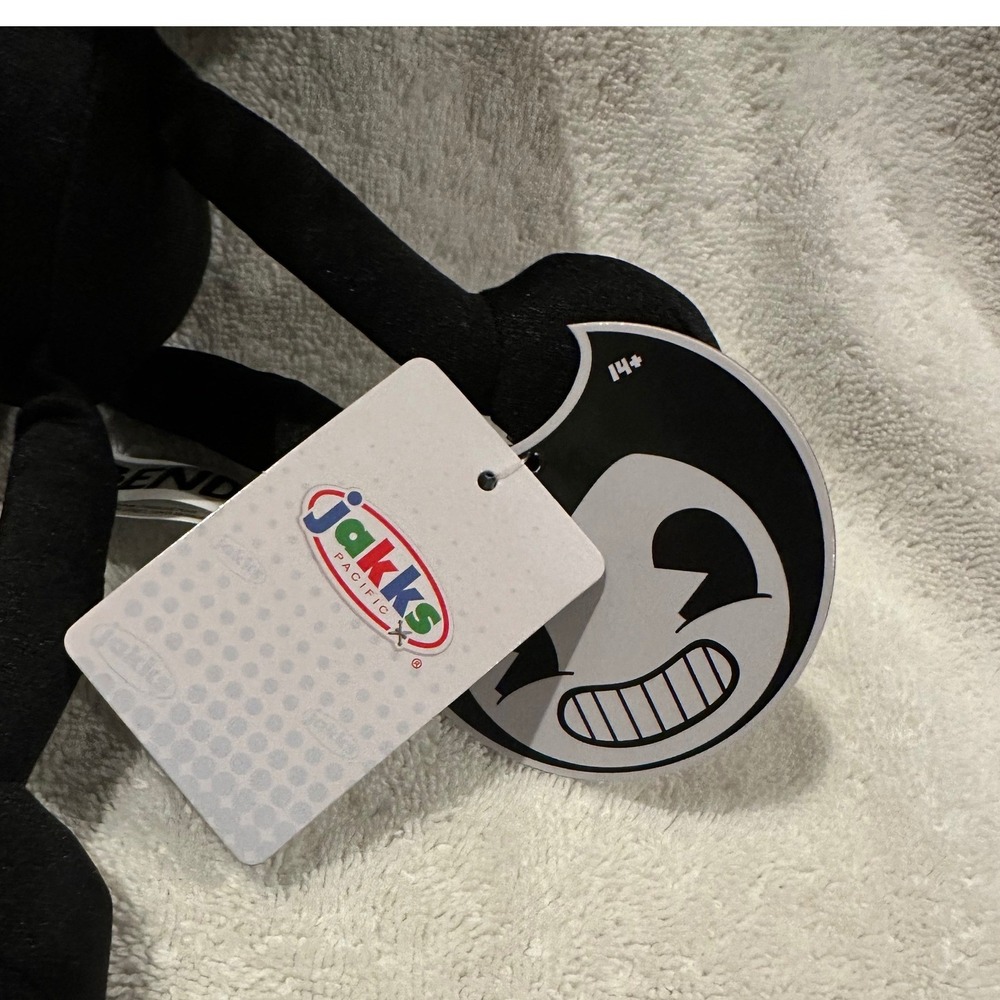 Jakks Pacific Bendy and the Dark Revival Edgar Plush Butcher Gang Black White - Picture 7 of 8